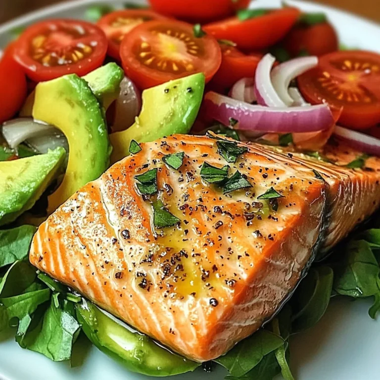 Baked Salmon Fillet with Avocado & Tomato Salad