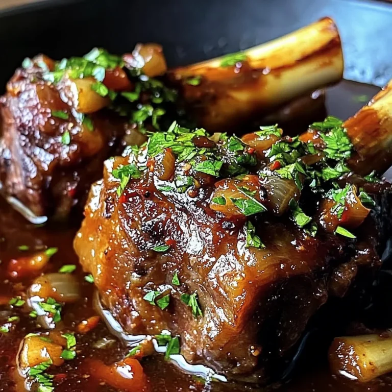 Braised Lamb Shanks in Red Wine and Herb Sauce