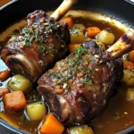 Braised Lamb Shanks with Aromatic Herb Gravy and Root Vegetables