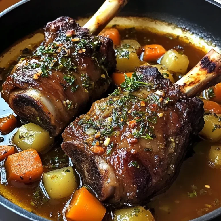 Braised Lamb Shanks with Aromatic Herb Gravy and Root Vegetables