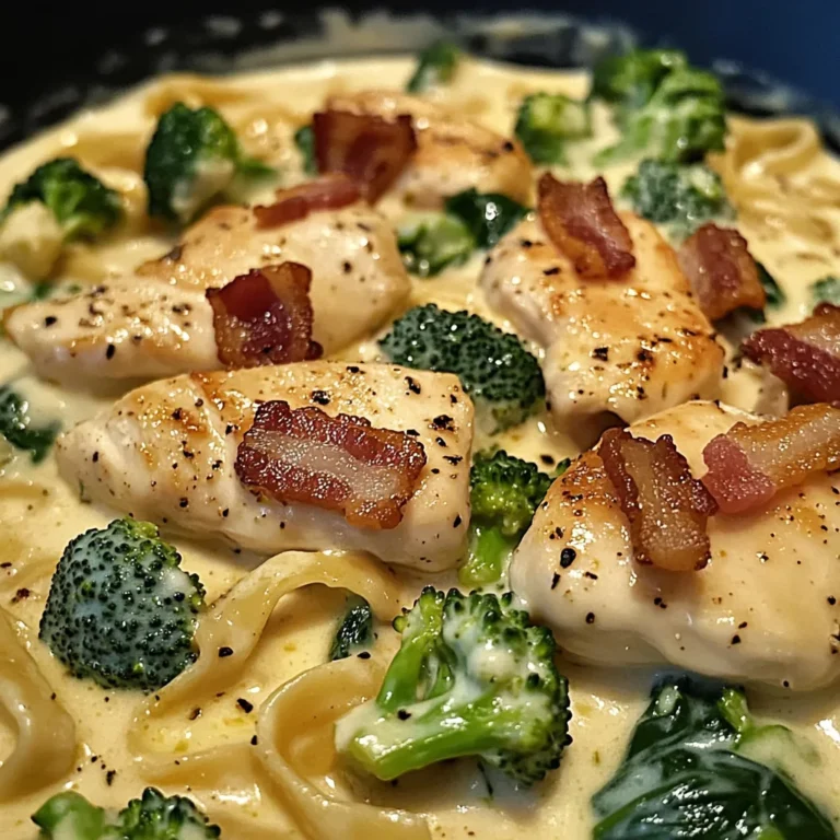 Creamy Chicken Alfredo with Bacon, Spinach & Broccoli