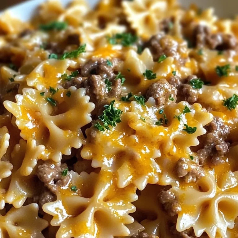 Garlic Butter Beef & Cheesy Bowtie Pasta