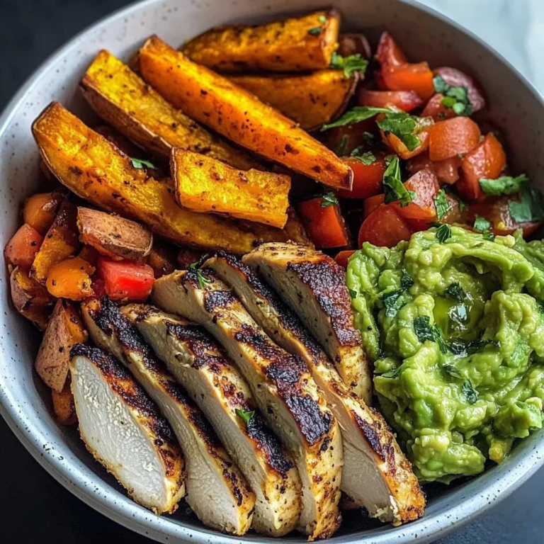 Grilled Chicken Power Bowl with Sweet Potato Fries & Fresh Guac