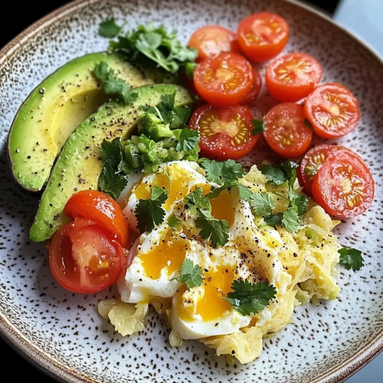 Scrambled Egg & Avocado Plate with Tomato Salad & Sauerkraut