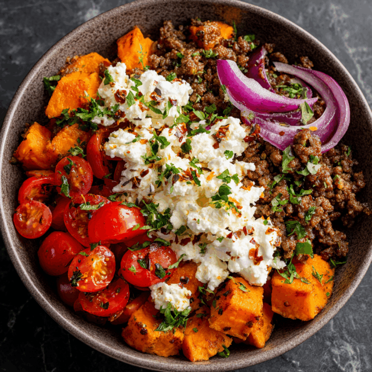 Sweet Potato & Ground Beef Protein Bowl with Cottage Cheese