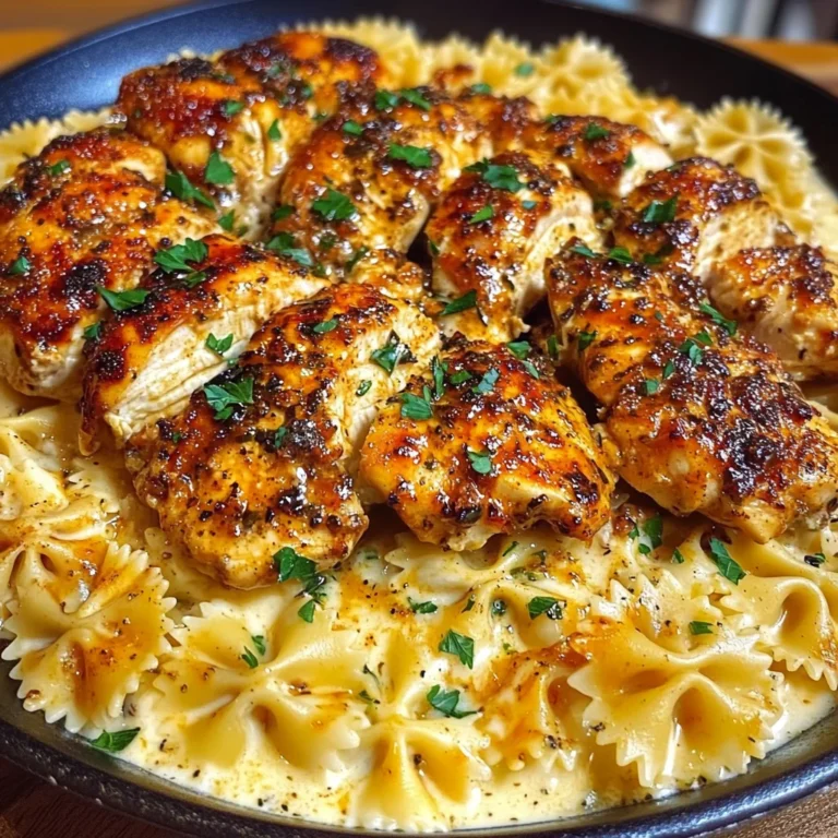 Cheesy Garlic Chicken with Cajun Alfredo Bowties